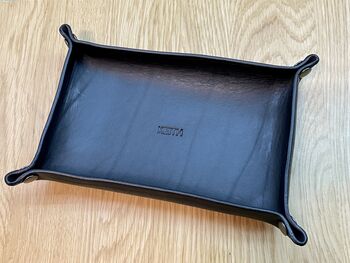 Personalised Rectangle Black Leather Accessories Tray, 6 of 11