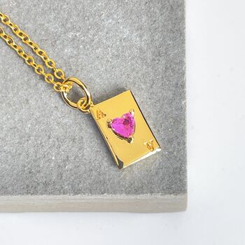 Ace Of Hearts Necklace In Gold Plate, 4 of 5