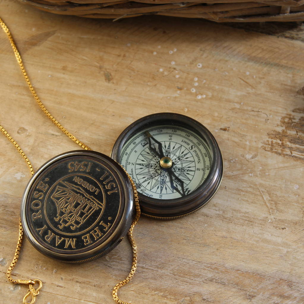 Vintage Look Replica Brass Compass By Reason Season Time London