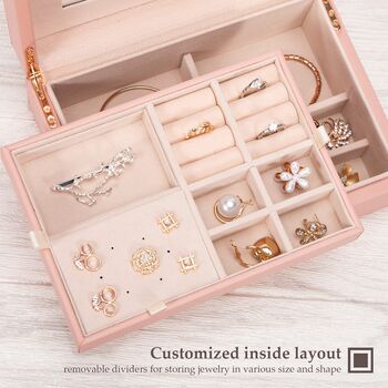 Jewellery Box Organiser Storage Case With Mirror, 3 of 8