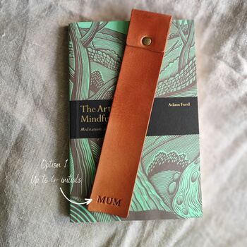 Blue Speck And Mustard Personalised Leather Bookmark, 5 of 7