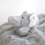 Personalised Fluffy Grey Elephant Baby Comforter, thumbnail 3 of 6