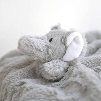 Personalised Fluffy Grey Elephant Baby Comforter, 3 of 6