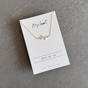 My Heart Beats Sterling Silver Heartbeat Necklace – Meaningful Gift For Her, 2 of 6