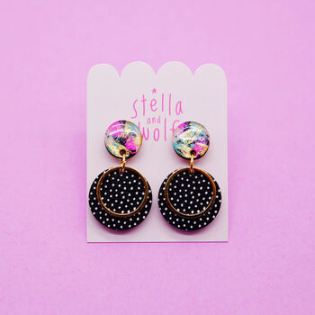 Abstract, Black And White Polka Dot Earrings, 9 of 9