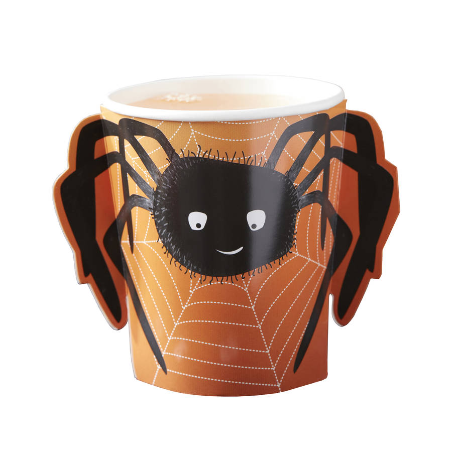 orange spider handle halloween paper cups by ginger ray