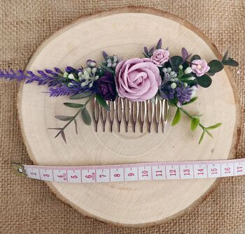 Lavender And Purple Flower Hair Comb, 2 of 2