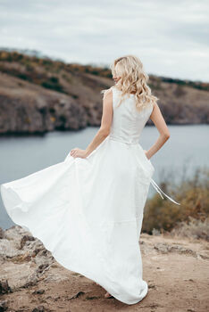 Bohemian Linen Wedding Dress, 7 of 12