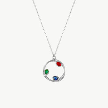 Tri Gem Harmony Silver Pendant Necklace, 2 of 4