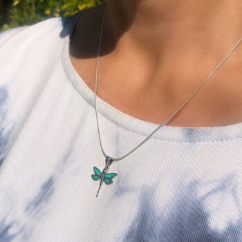 Silver Turquoise Dragonfly Necklace And Earring Set, 4 of 10