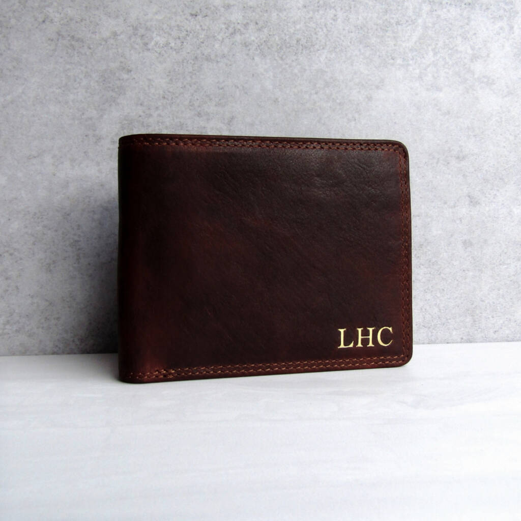 Personalised Men's Brown Leather Rfid Trifold Wallet, 1 of 5
