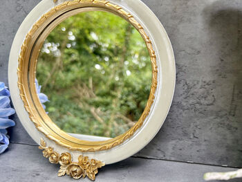 20cm Cream And Gold Decorative Wall Mirror – Floral Motif, 3 of 12