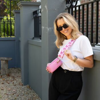 Pink Graffiti Hearts Bag Strap | Extra Long Crossbody Replacement Bag Strap, 2 of 3