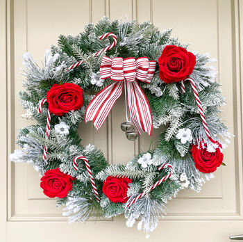 Candy Cane Forest Luxury Faux Christmas Wreath, 4 of 10