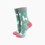 Llama Floral Fluffy Bamboo Socks In Green, thumbnail 1 of 4