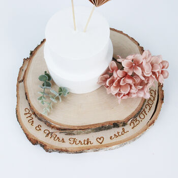 Personalised Natural Birch Log Cake Stand, 9 of 9