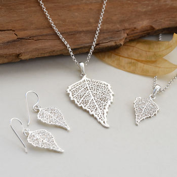 Sterling Silver Birch Leaf Necklace, 2 of 7