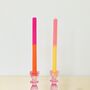 Pair Of Dipped Dinner Candles ~ Pinks And Oranges, thumbnail 2 of 4