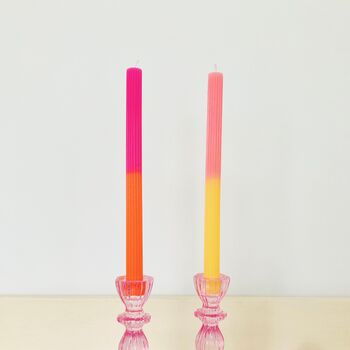 Pair Of Dipped Dinner Candles ~ Pinks And Oranges, 2 of 4