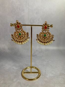 Indian Kundan Jewellery Set Emerald And Ruby, 3 of 4