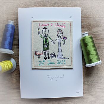 Scottish Kilt Personalised Wedding Card, Embroidered, 3 of 5