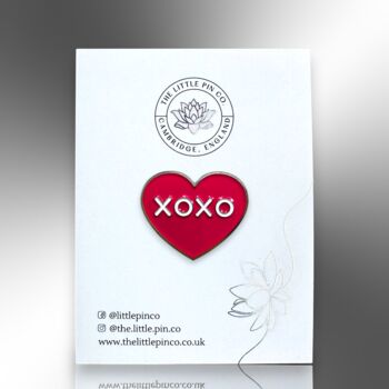 Xoxo Red Love Heart Valentine's Day Enamel Pin, 4 of 8