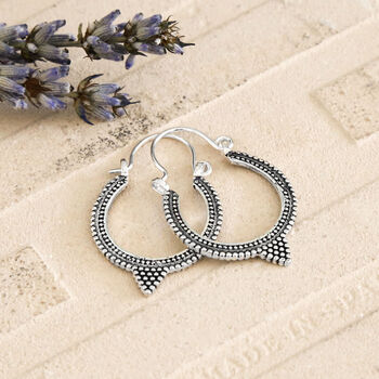 Sterling Silver Tipped Harbala Hoops, 3 of 4