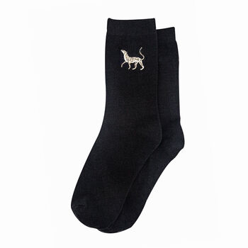 Embroidered Cheetah Ankle Socks Black, 4 of 4