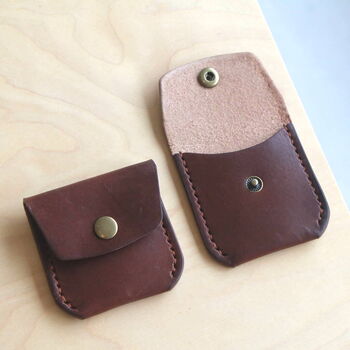 Personalised Handstitched Leather Coin Pouch, 2 of 8