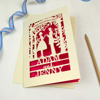 Personalised Papercut Couple Wedding Date Card, 2 of 5