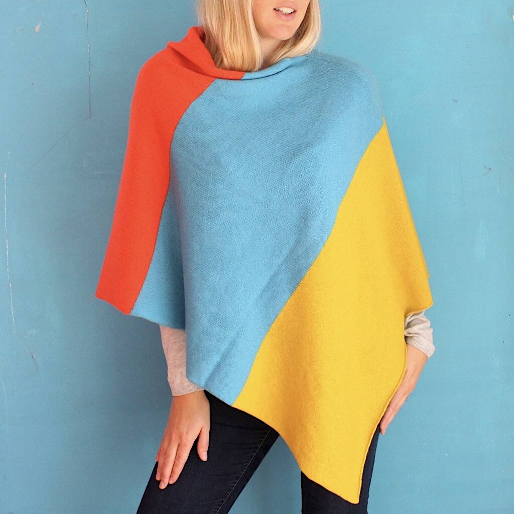 Colour Block Knitted Poncho By Gabrielle Vary Knitwear ...