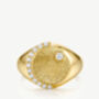 Moissanite Moon And Star Signet Ring In Gold, thumbnail 2 of 5