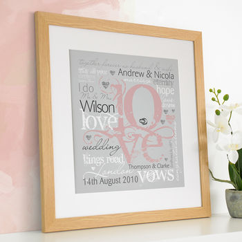 Personalised Wedding or Engagement LOVE Art, 4 of 10