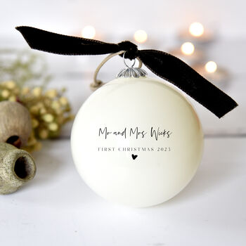 Mr And Mrs First Christmas Bauble, 3 of 3