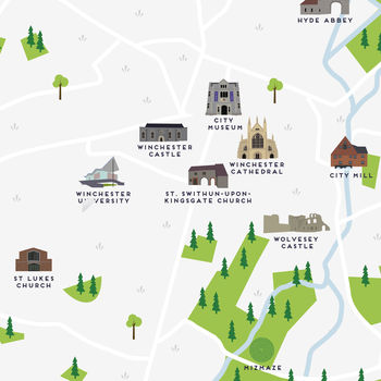 Map Of Winchester Print By Pepper Pot Studios | notonthehighstreet.com