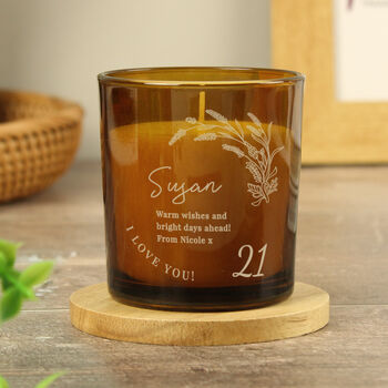 Personalised Birthday Amber Glass Candle – Vanilla Scented, 3 of 8
