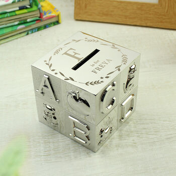Personalised Abc Money Box – Baby Keepsake For Christening Or New Baby Gift, 3 of 4