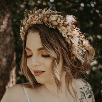 Roxie Dried Flower Crown Bohemian Wedding Headband, 4 of 5