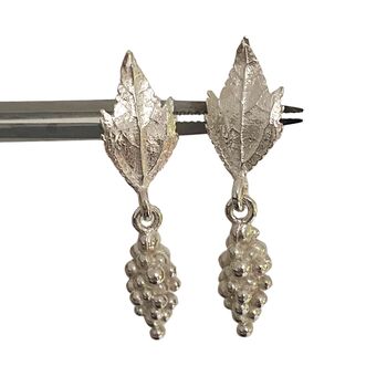 Elvish Leaf And Berry Earrings, Silver Nature Earrings, 2 of 6