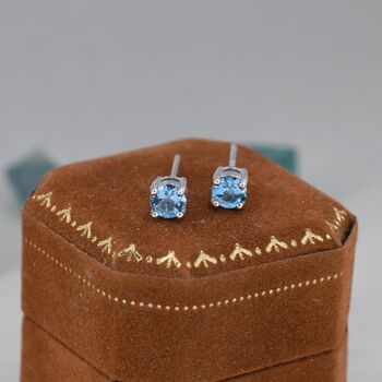 Natural Topaz Stud Earrings In Sterling Silver, 3 of 12