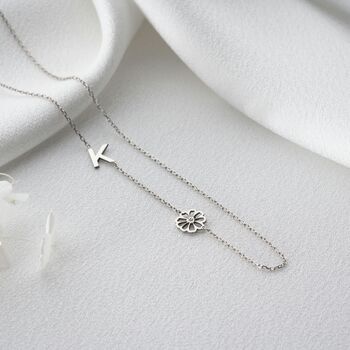 Personalised Initial And Birth Flower Necklace, 2 of 9