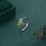 Sterling Silver Green Enamel Lunar Moth Ring, thumbnail 2 of 12