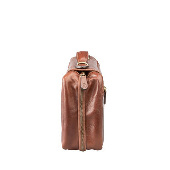 Elegant Leather Double Zip Wash Bag. 'The Cascina', 6 of 12