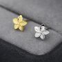 Sterling Silver Tiny Plumeria Flower Stud Earrings, thumbnail 3 of 12