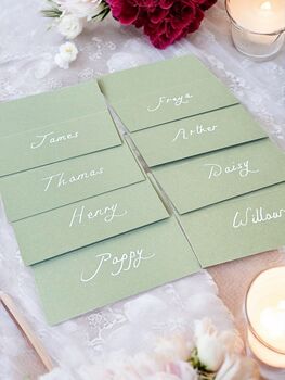 Handwritten Sage Place Cards With White Ink, 7 of 8