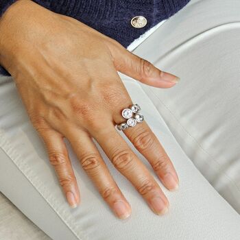 Solitaire Diamond Crossover Ring Silver, 3 of 9