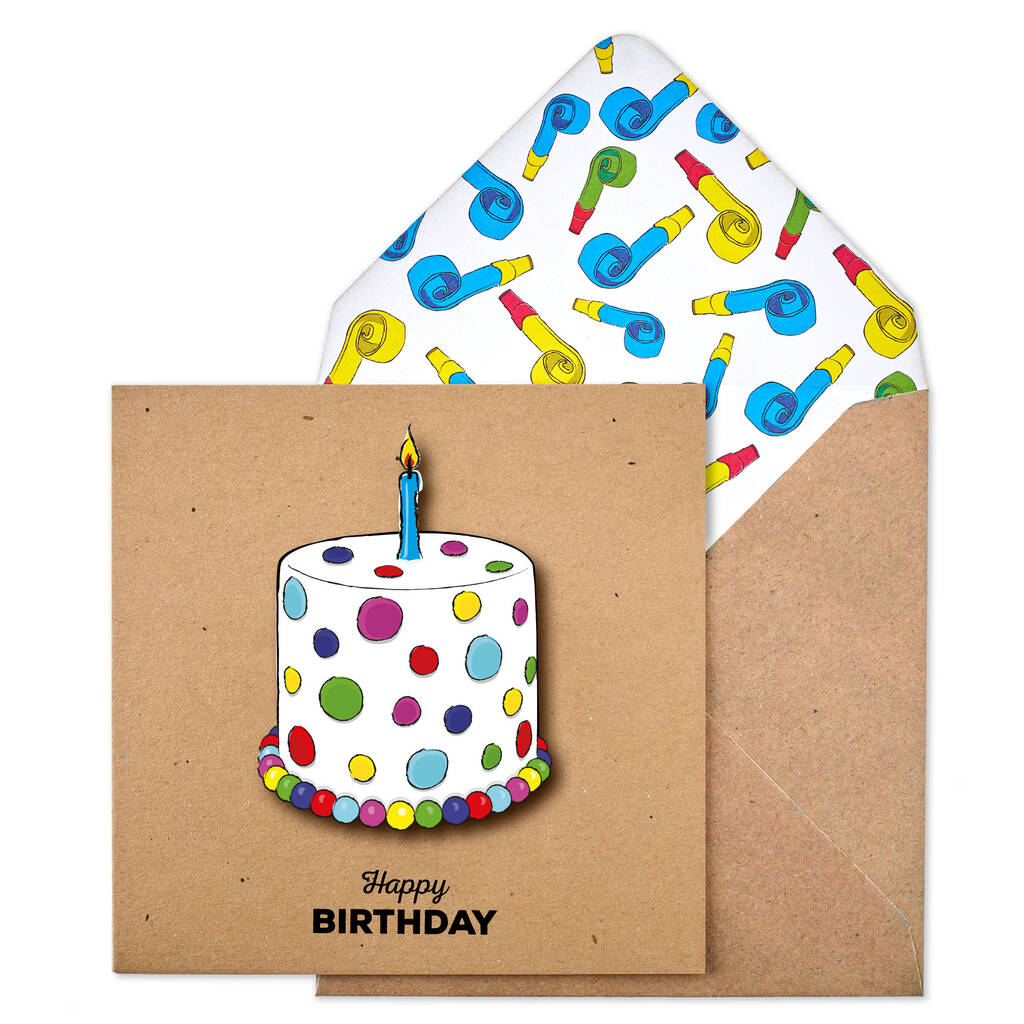 Handmade Spotty Birthday Cake Personalised Card, 1 of 5