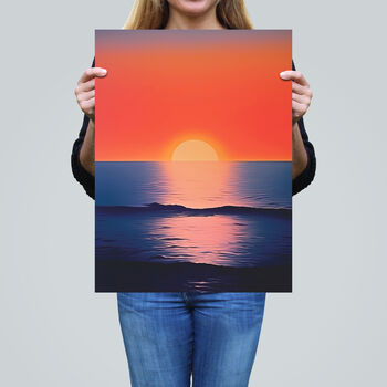 Morning Glory Sunset On Sea Orange Blue Wall Art Print, 2 of 6