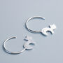 Sterling Silver Cat Hoop Earrings, thumbnail 2 of 5