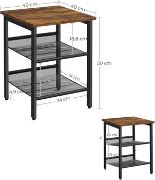 Set Of Two Industrial Side Table With Mesh Shelves, 8 of 9